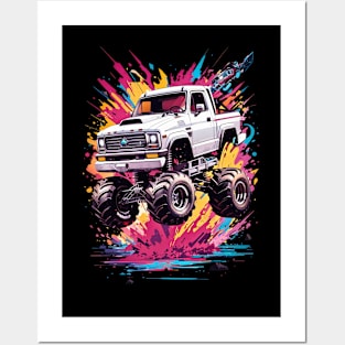 Monster Truck splash art retro vintage 80s design Posters and Art